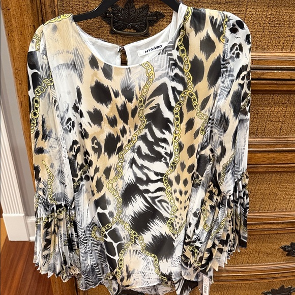 NWT Peter Nygard Leopard Chain Print Blouse - Picture 1 of 4